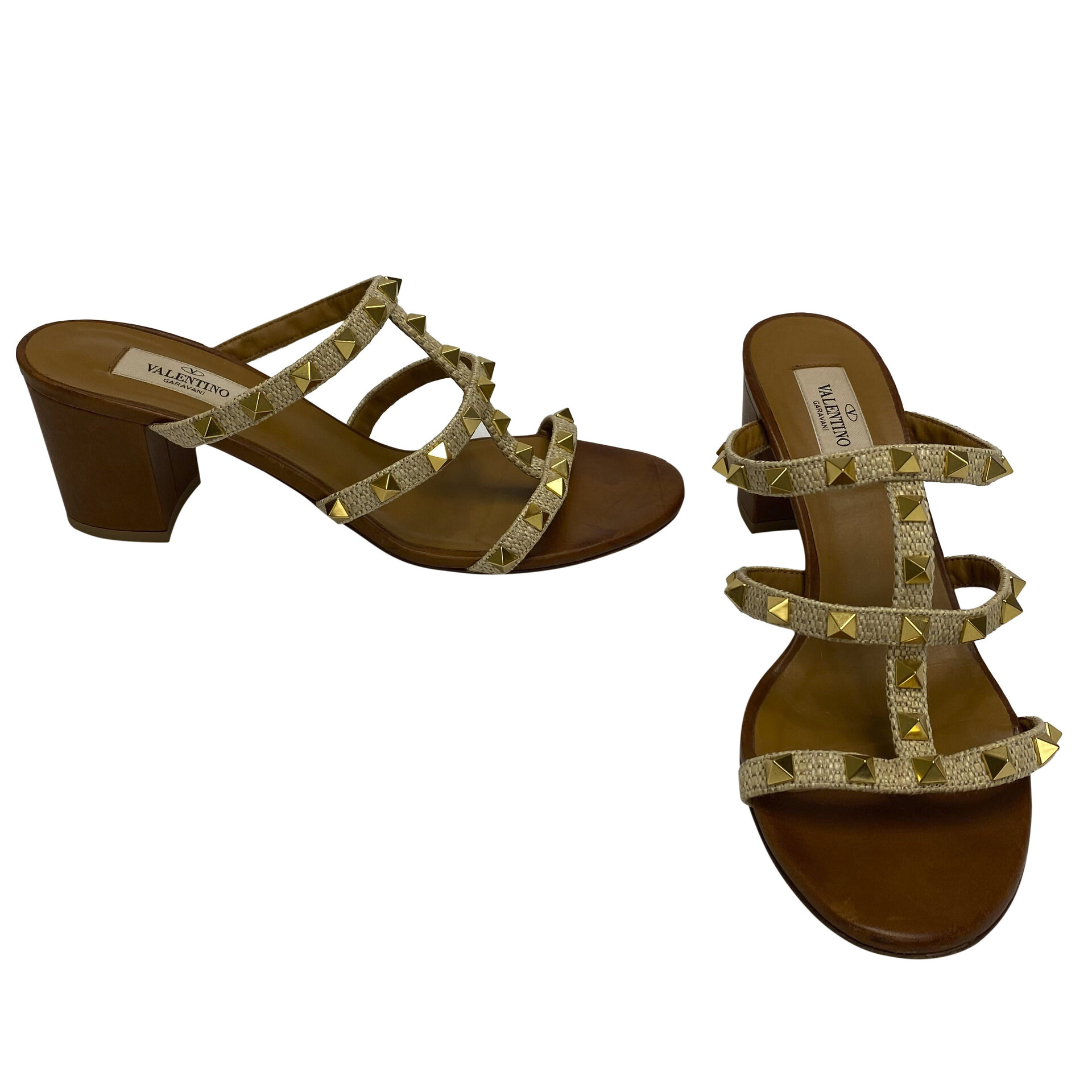 Mule Valentino Garavani Rockstud Ráfia