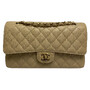 Bolsa Chanel Double Flap Couro Caviar Bege