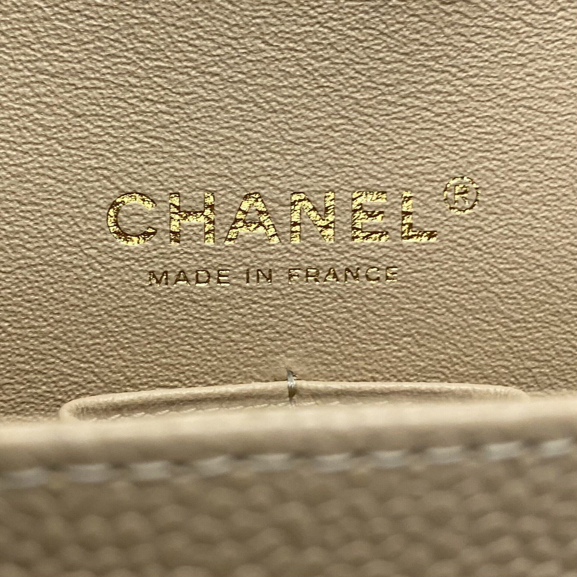 Bolsa Chanel Double Flap Couro Caviar Bege