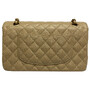 Bolsa Chanel Double Flap Couro Caviar Bege