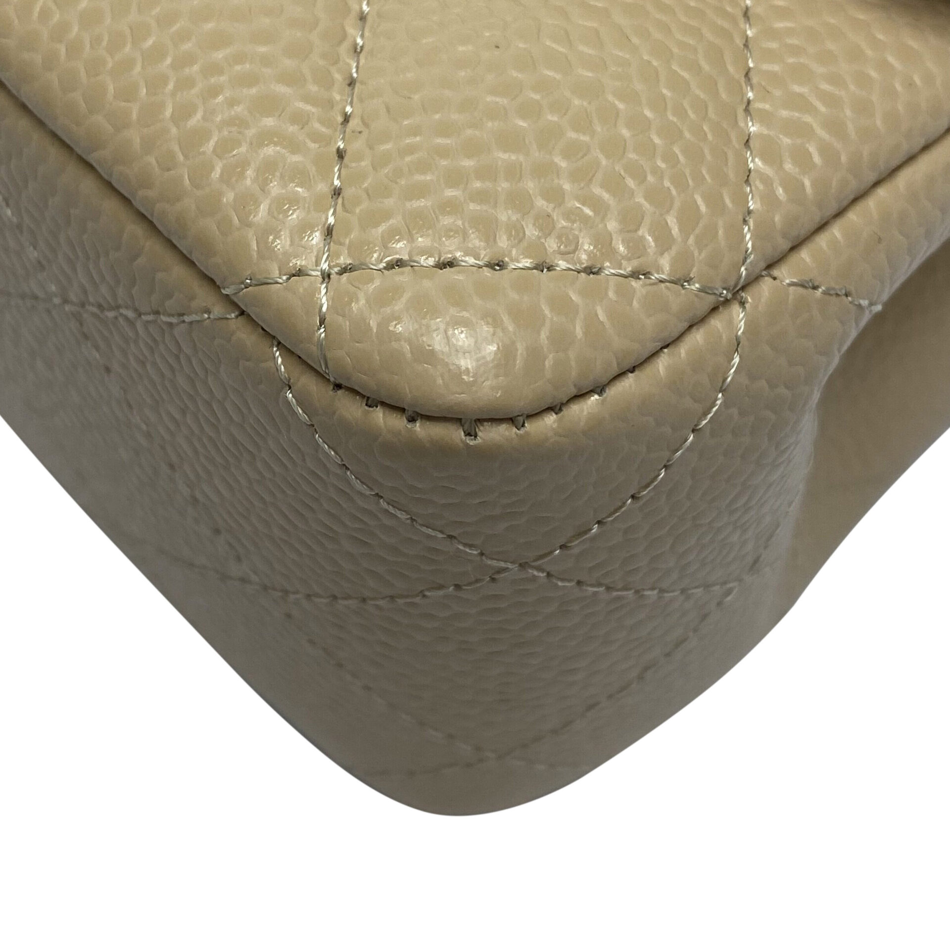 Bolsa Chanel Double Flap Couro Caviar Bege