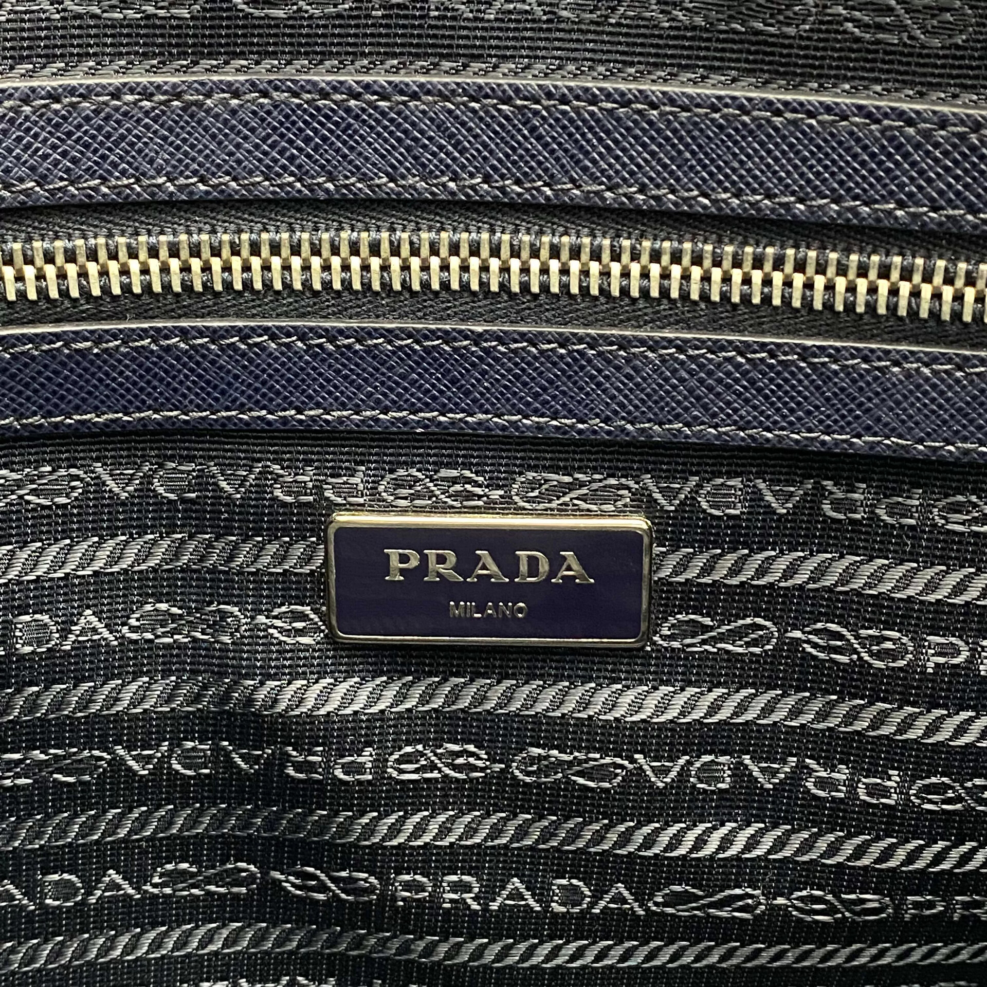 Pasta Prada Couro Azul Marinho