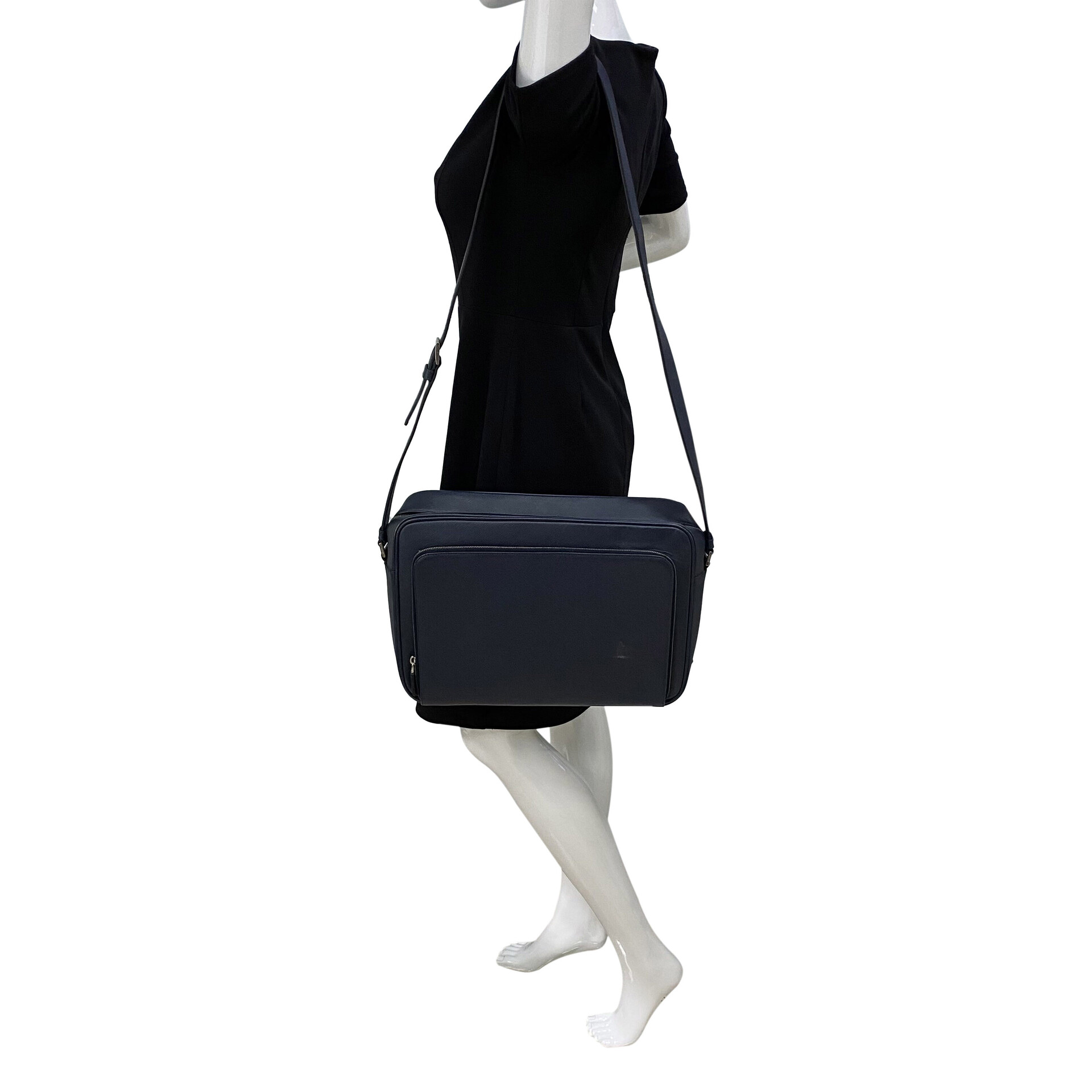 Pasta Prada Couro Azul Marinho