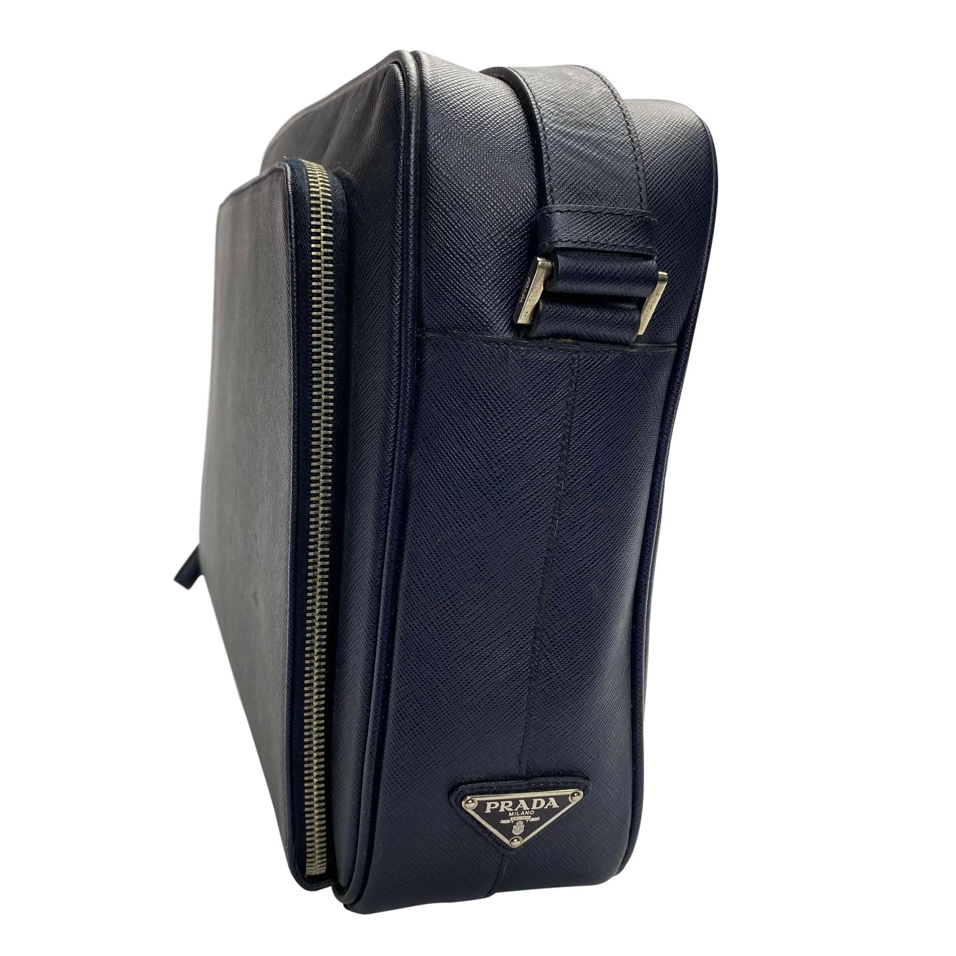 Pasta Prada Couro Azul Marinho