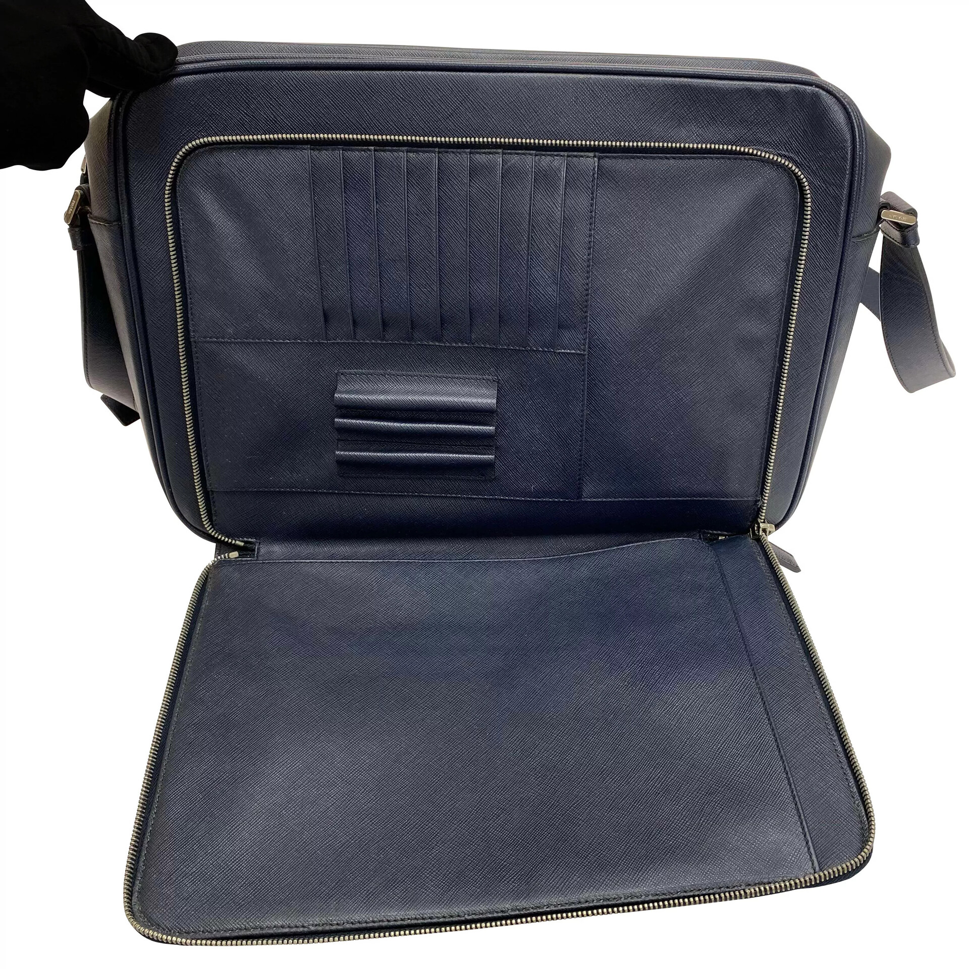 Pasta Prada Couro Azul Marinho