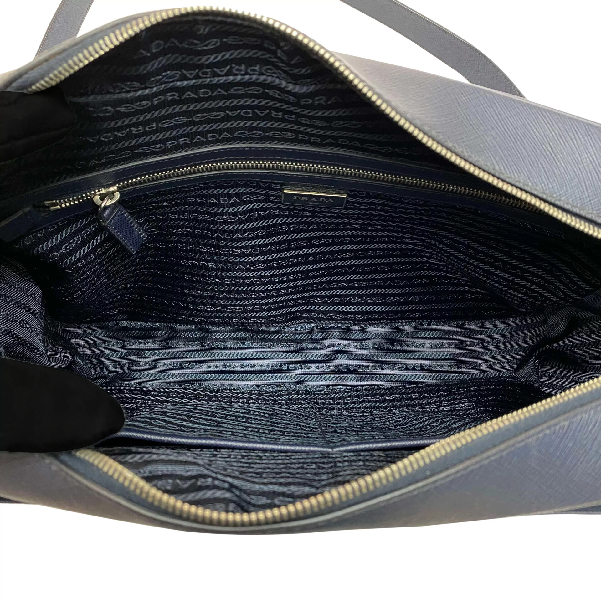 Pasta Prada Couro Azul Marinho