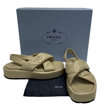 Sandália Prada Flatform Couro Bege