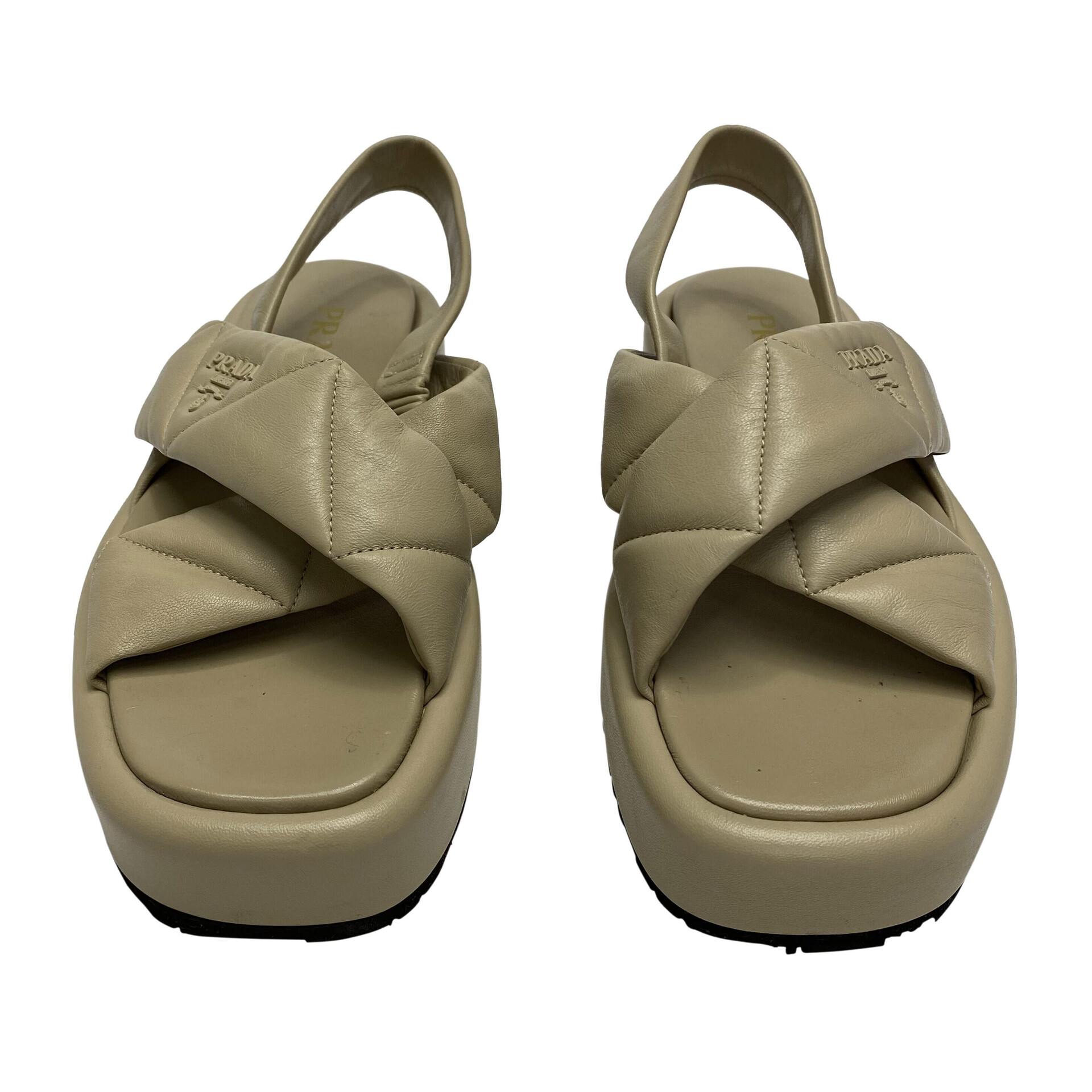 Sandália Prada Flatform Couro Bege