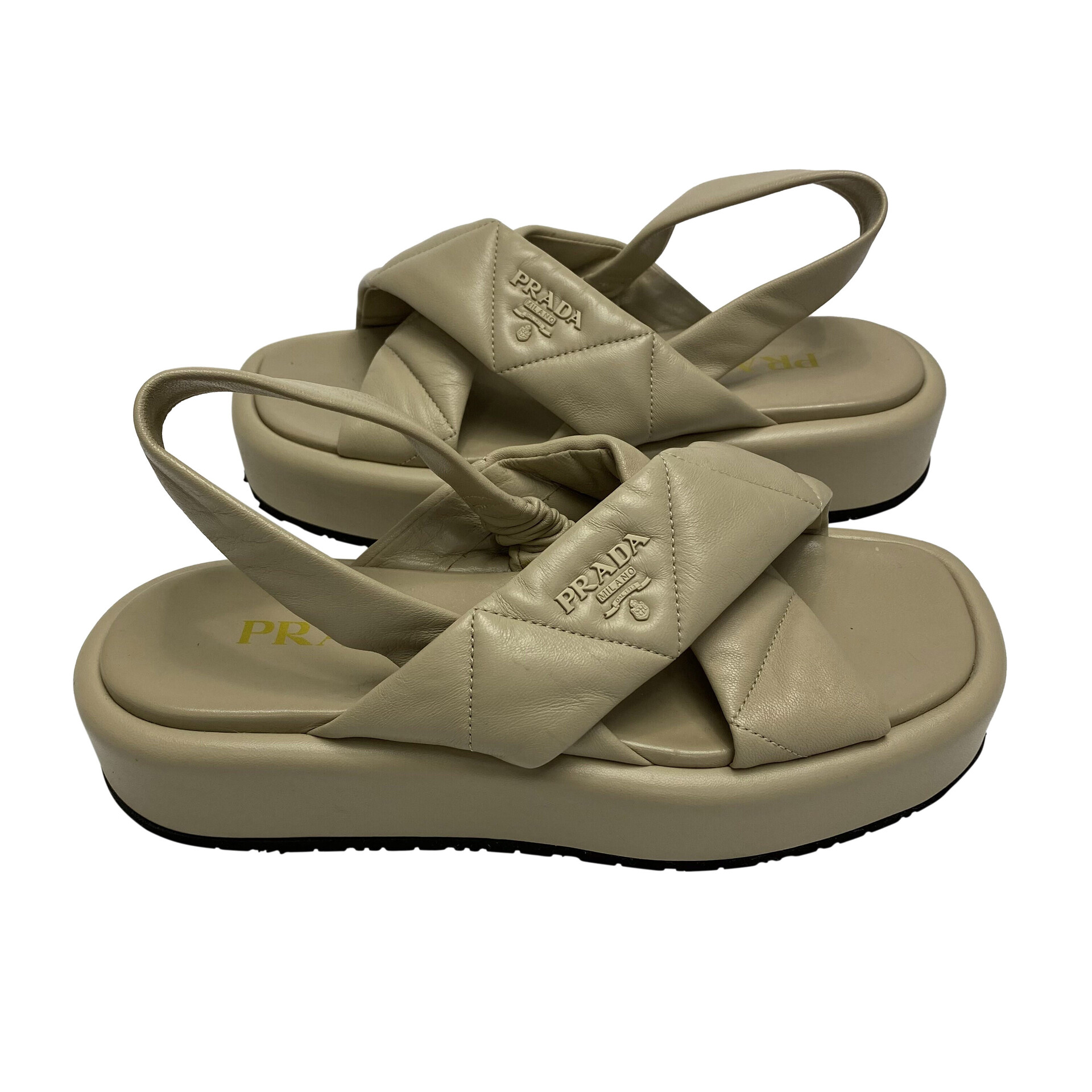 Sandália Prada Flatform Couro Bege