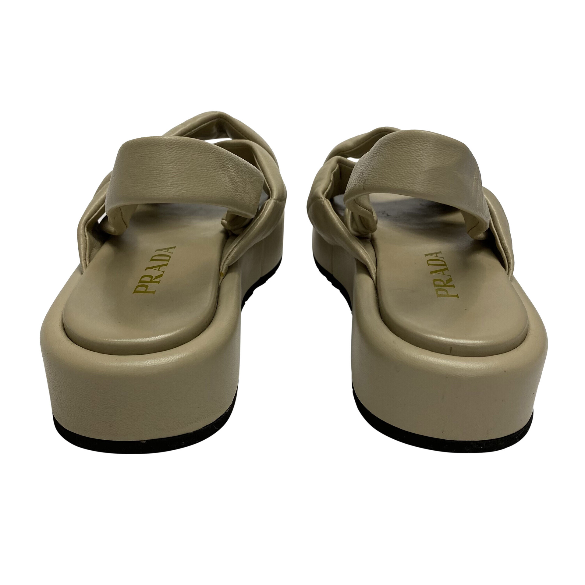 Sandália Prada Flatform Couro Bege