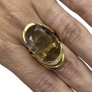 Anel Ouro Amarelo com Quartzo Rutilado