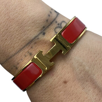 Bracelete Hermès Clic Clac H Vermelho