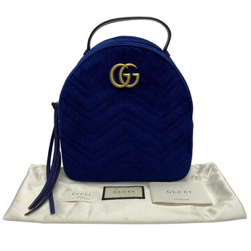Mochila Gucci GG Marmont Veludo Azul