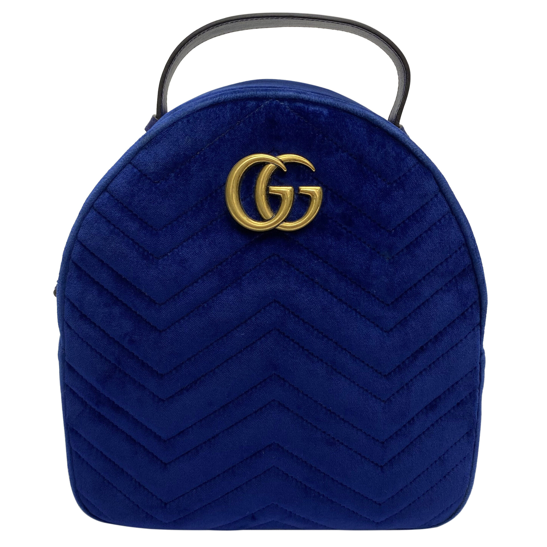 Mochila Gucci GG Marmont Veludo Azul