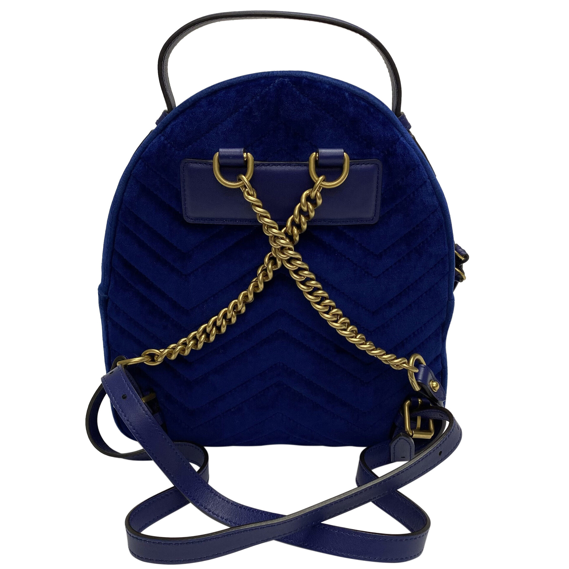 Mochila Gucci GG Marmont Veludo Azul