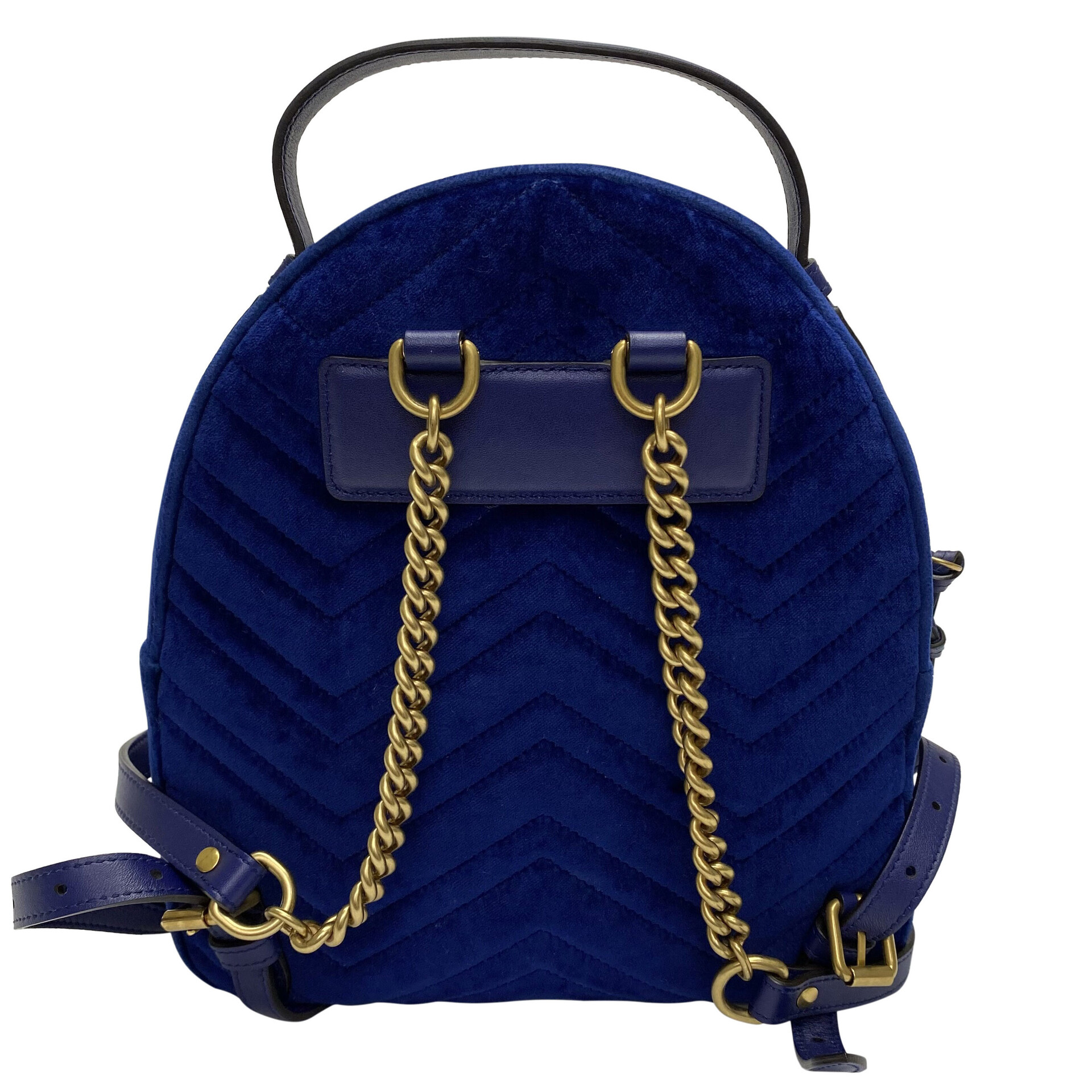 Mochila Gucci GG Marmont Veludo Azul