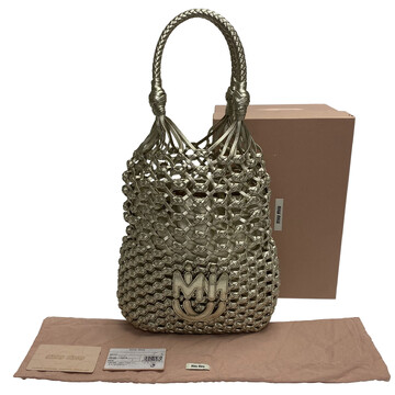 Bolsa Miu Miu Macramê Couro Metalizado