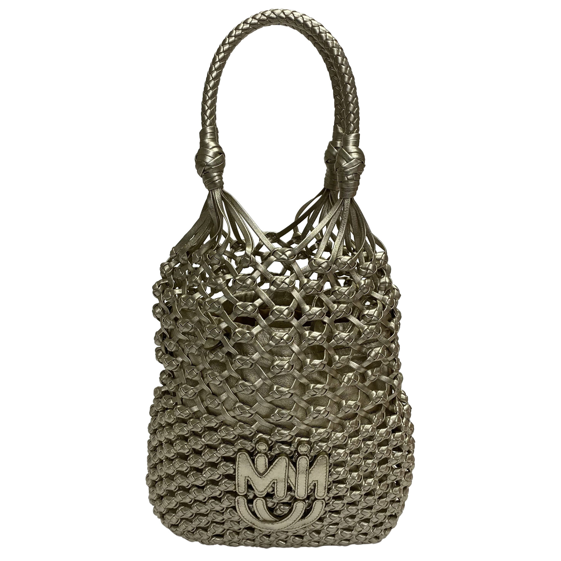 Bolsa Miu Miu Macramê Couro Metalizado