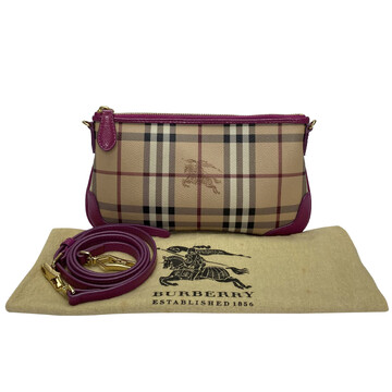 Bolsa Burberry Xadrez Tradicional e Couro Rosa