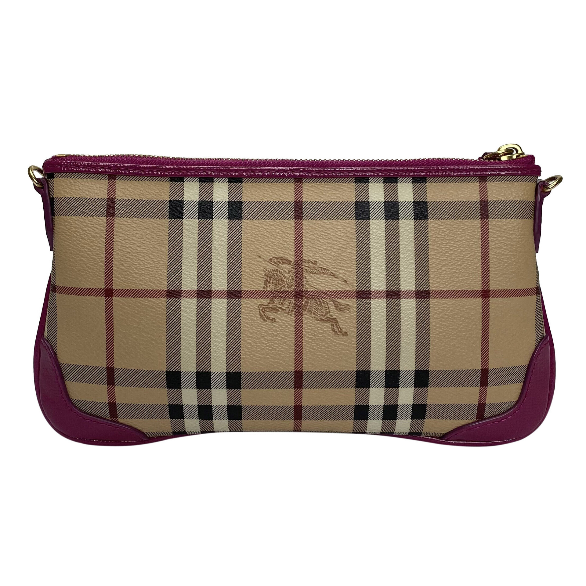 Bolsa Burberry Xadrez Tradicional e Couro Rosa