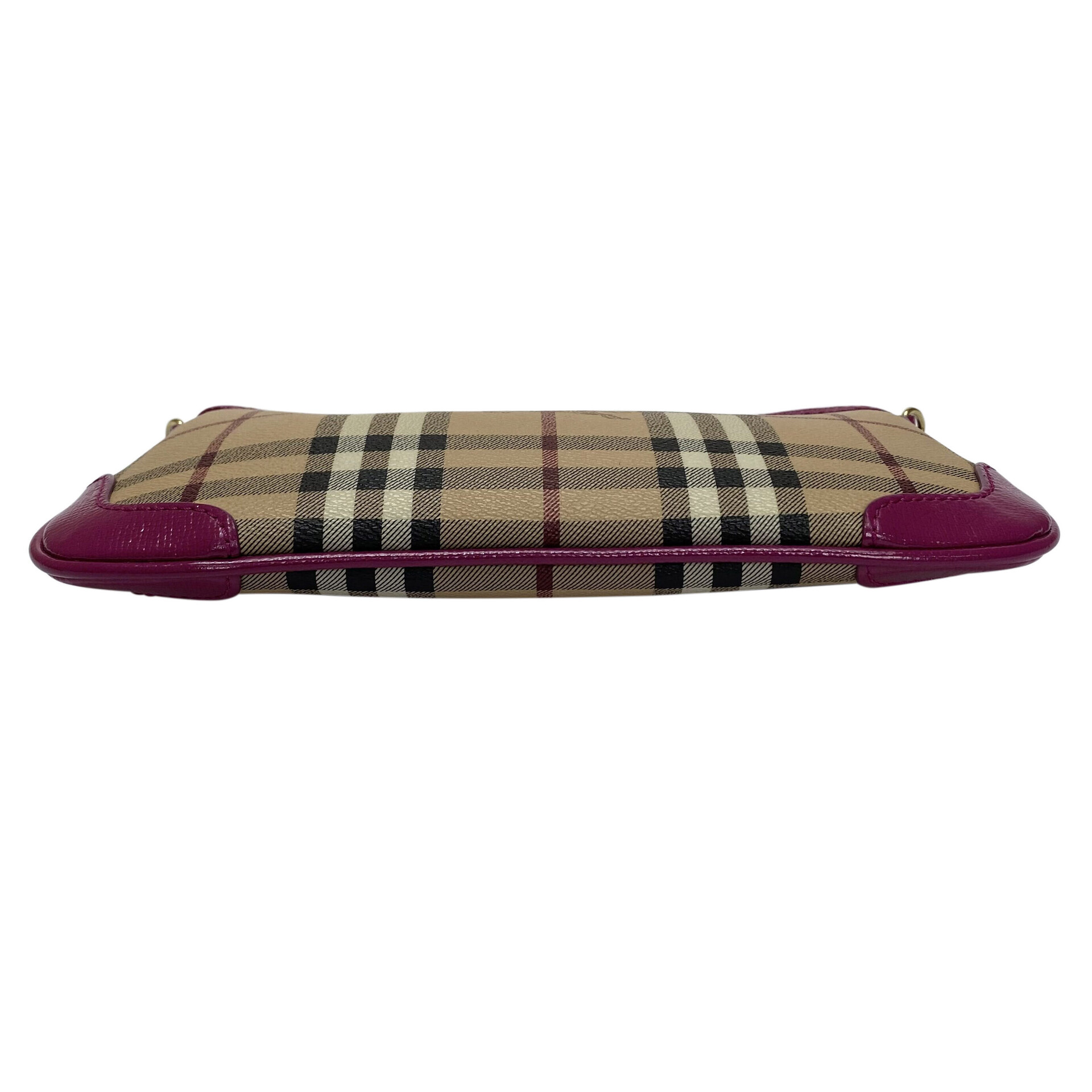 Bolsa Burberry Xadrez Tradicional e Couro Rosa