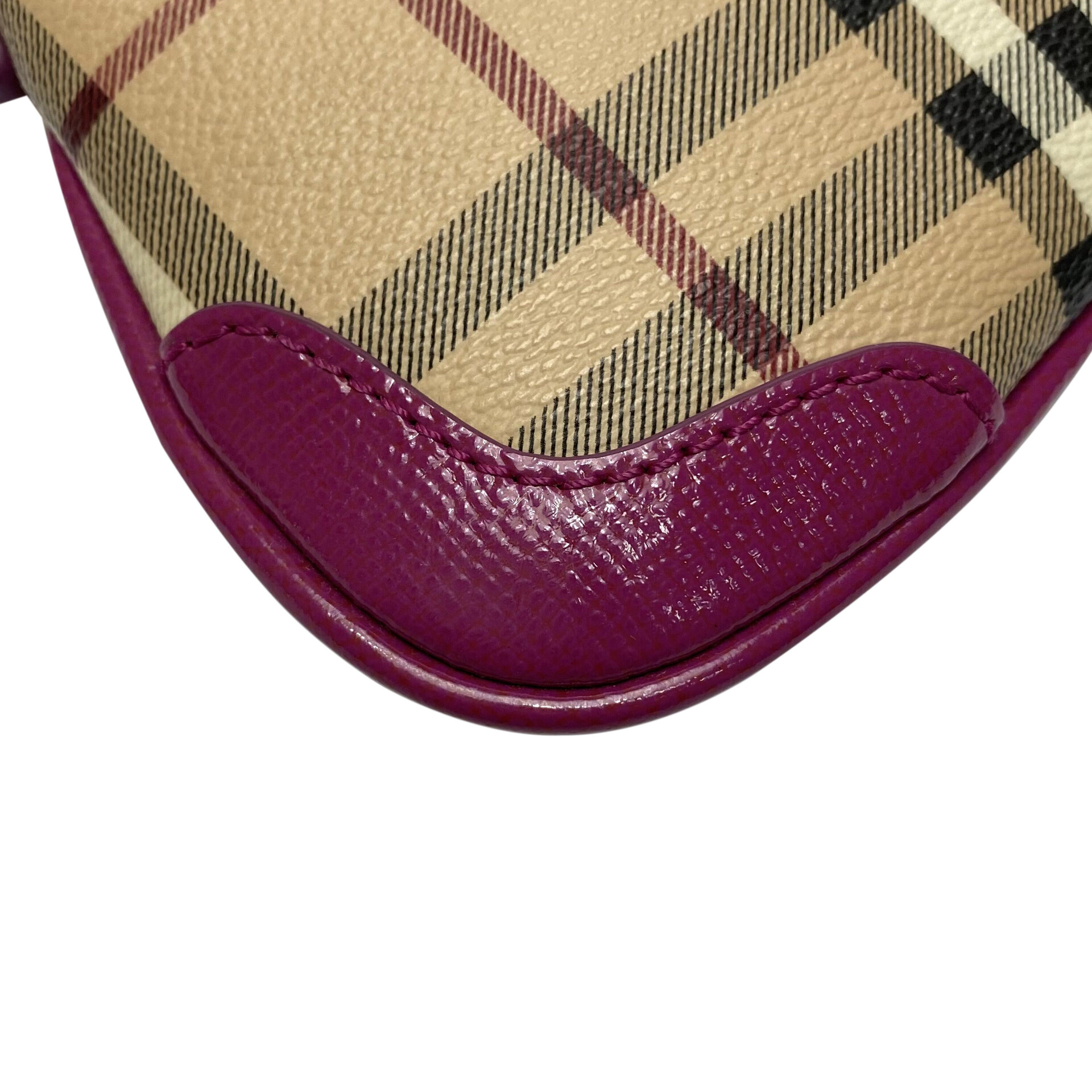 Bolsa Burberry Xadrez Tradicional e Couro Rosa