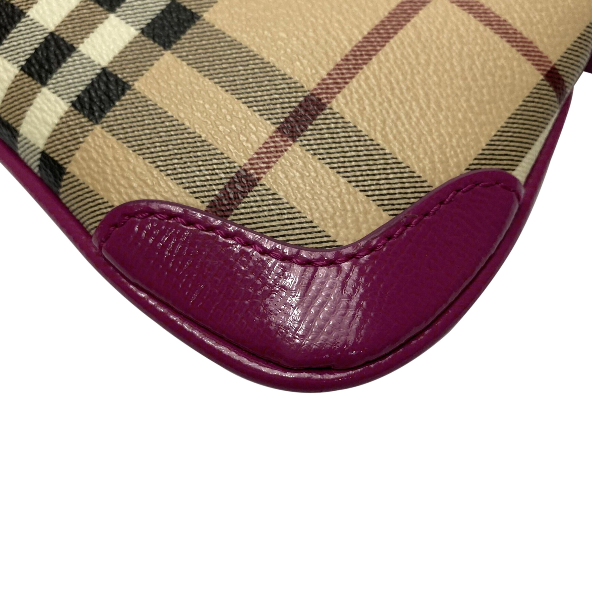 Bolsa Burberry Xadrez Tradicional e Couro Rosa