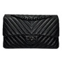 Bolsa Chanel Classic Chevron Preta