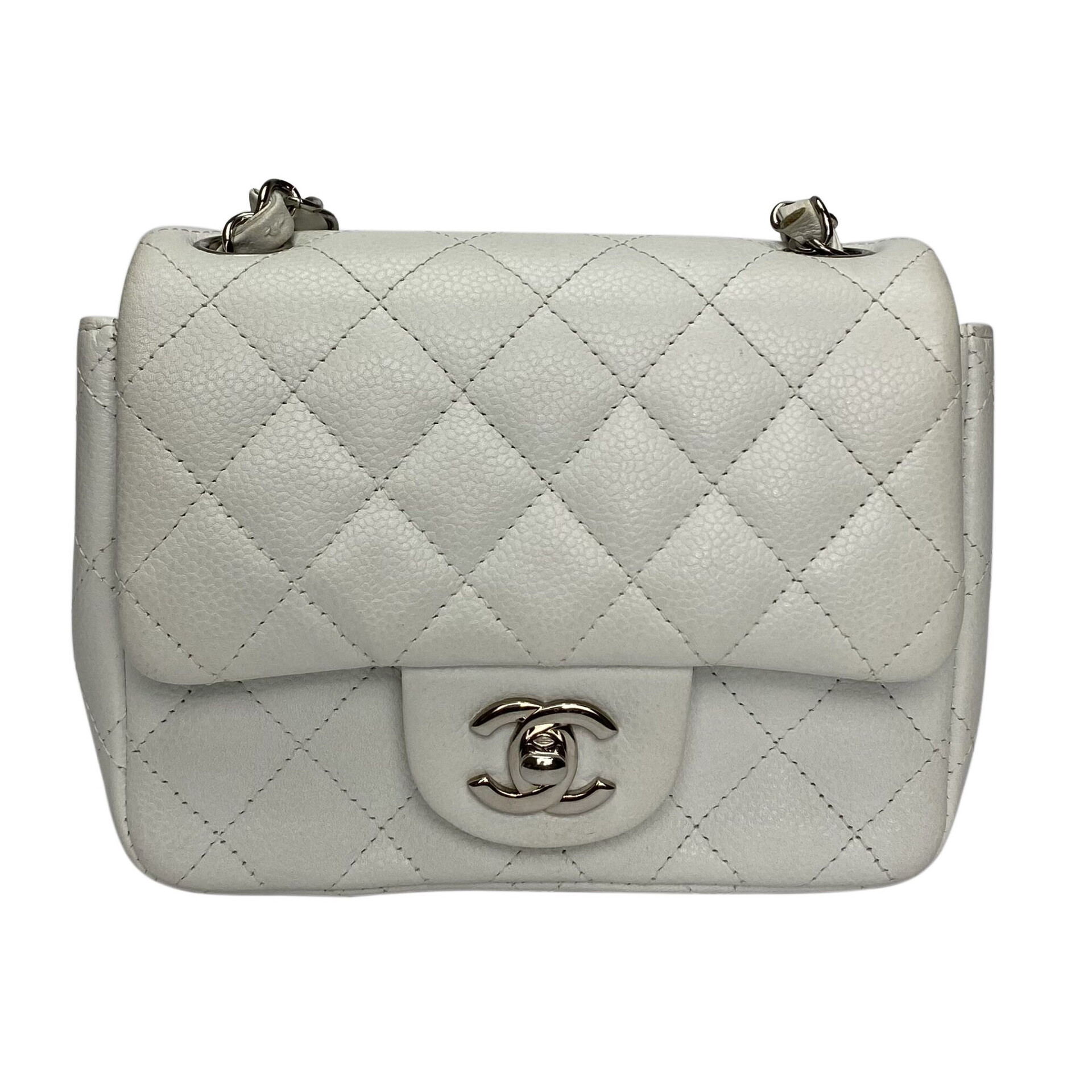 Bolsa Chanel Mini Classic Caviar Branca
