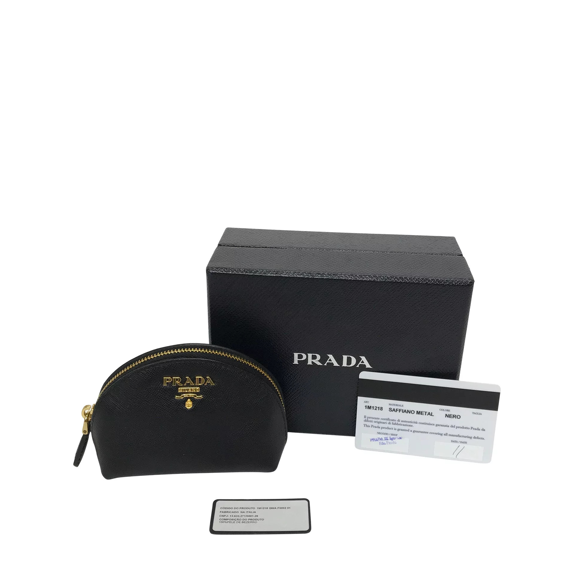 Porta-moedas Prada Couro Saffiano Preto