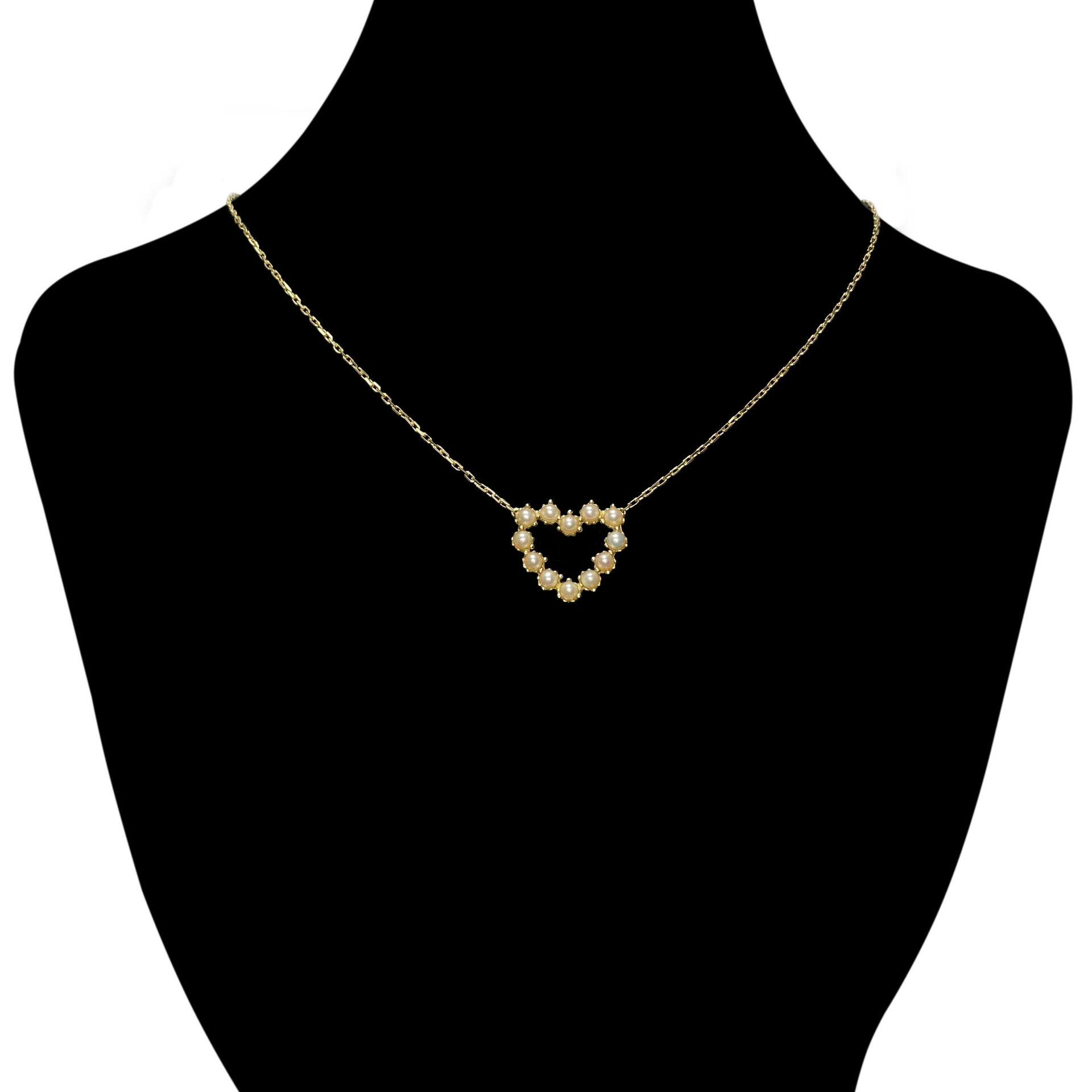 Colar Coração Ouro e Pérolas Naturais