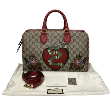 Bolsa Gucci Boston GG Supreme Kingsnake Heart Embroidered