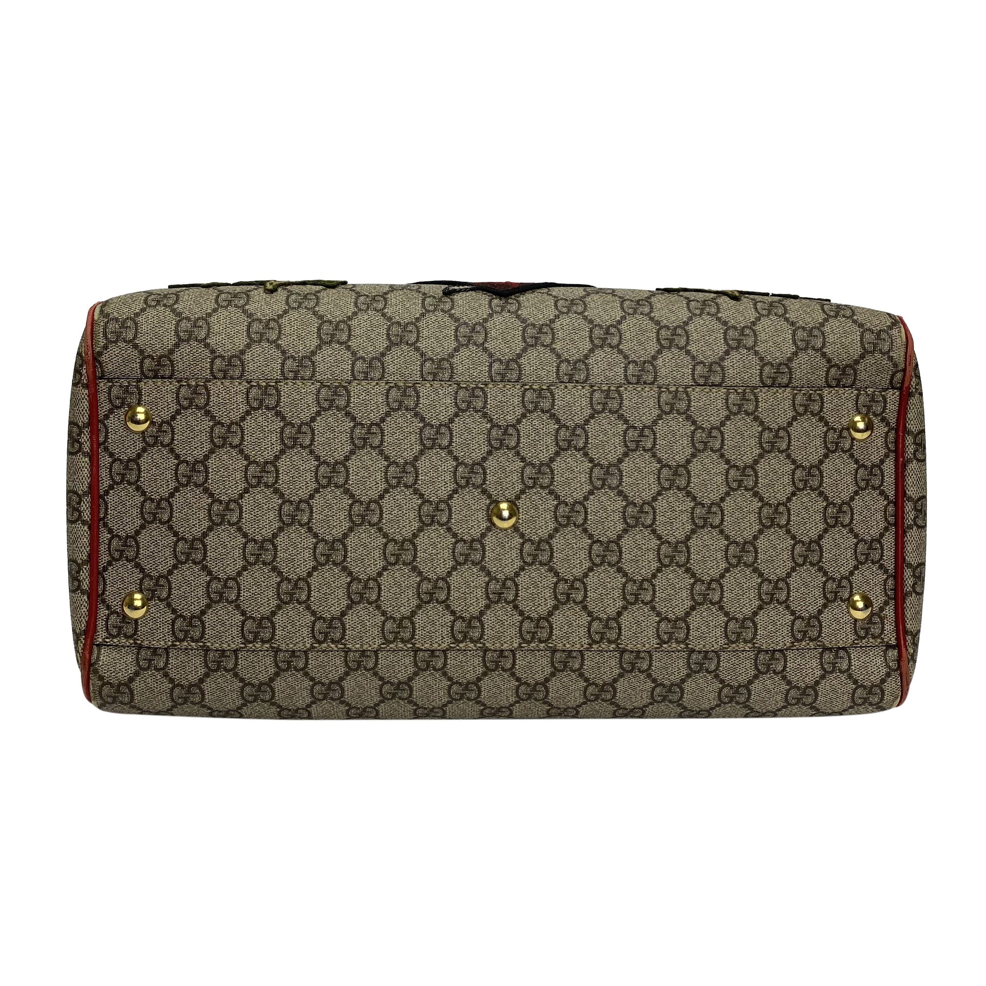 Bolsa Gucci Boston GG Supreme Kingsnake Heart Embroidered