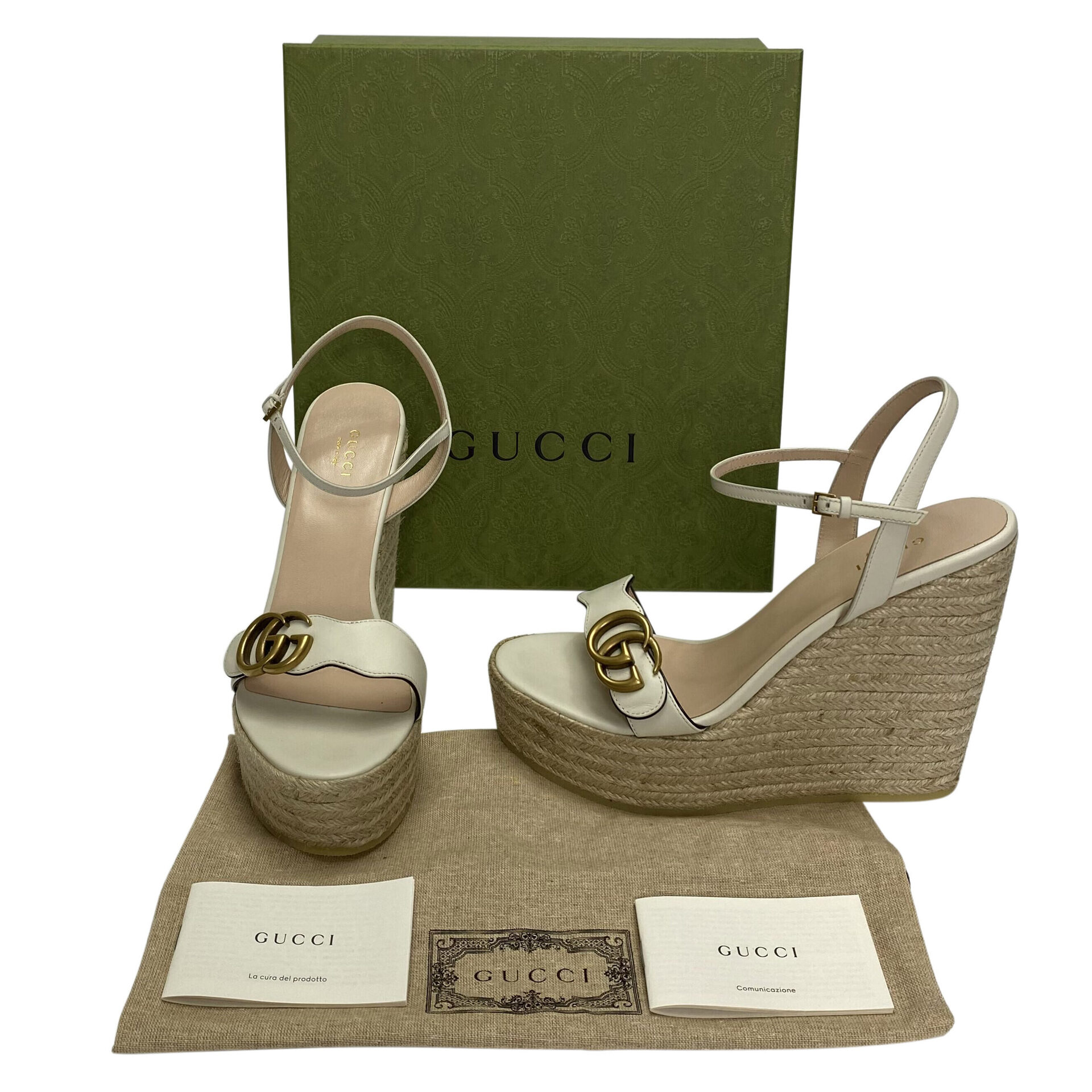 Sandália Gucci Anabela GG Marmont Off White