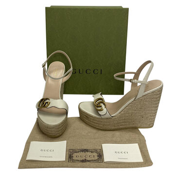 Sandália Gucci Anabela GG Marmont Off White