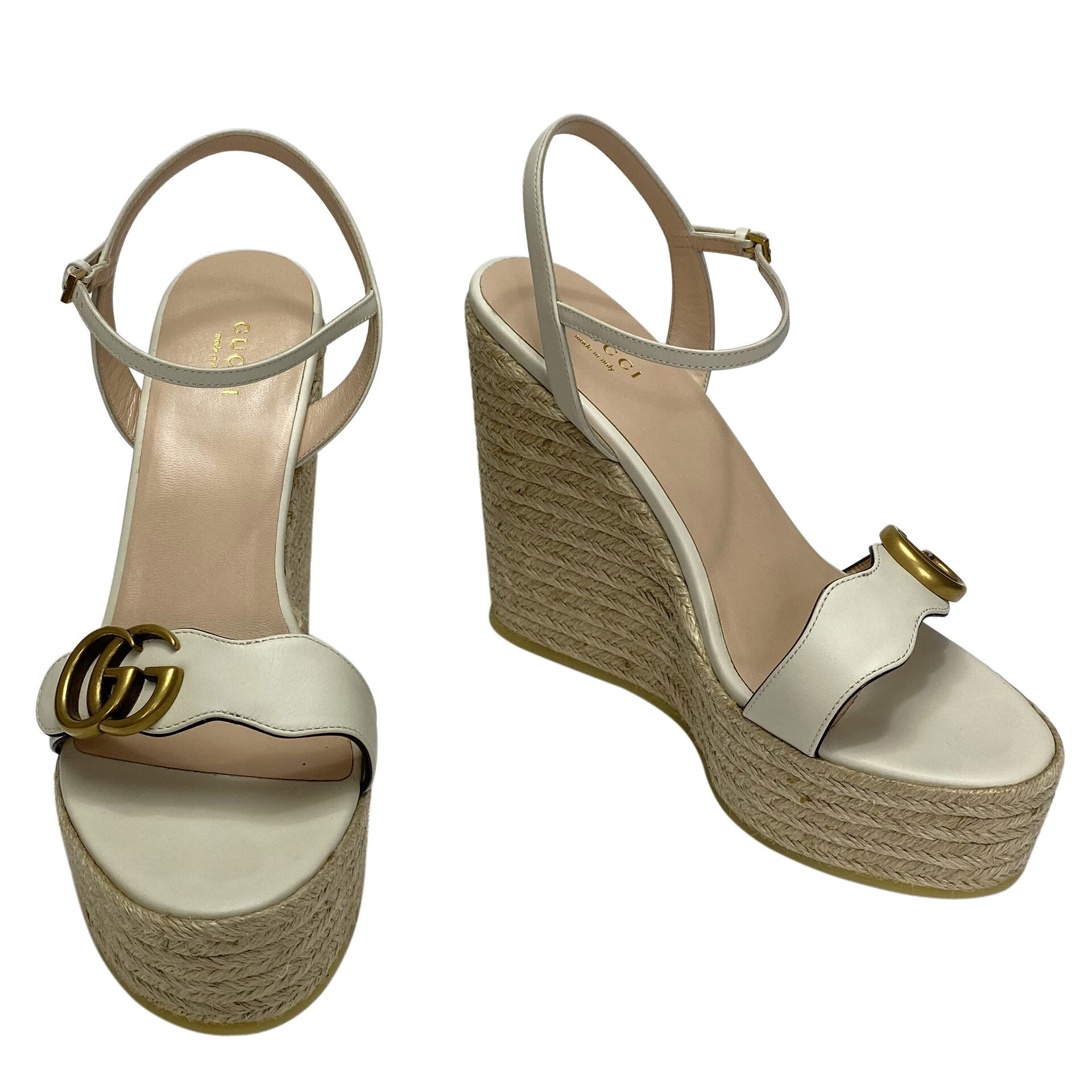 Sandália Gucci Anabela GG Marmont Off White