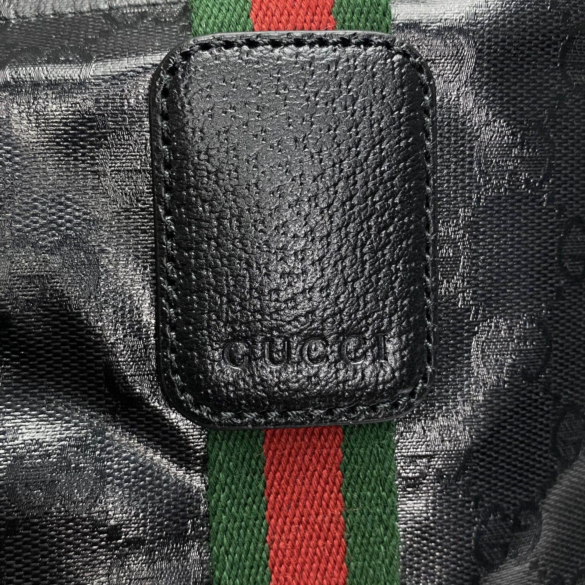 Bolsa Gucci Tote Monograma Preto e Faixa Web