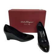 Sapato Salvatore Ferragamo Anabela Verniz Preto