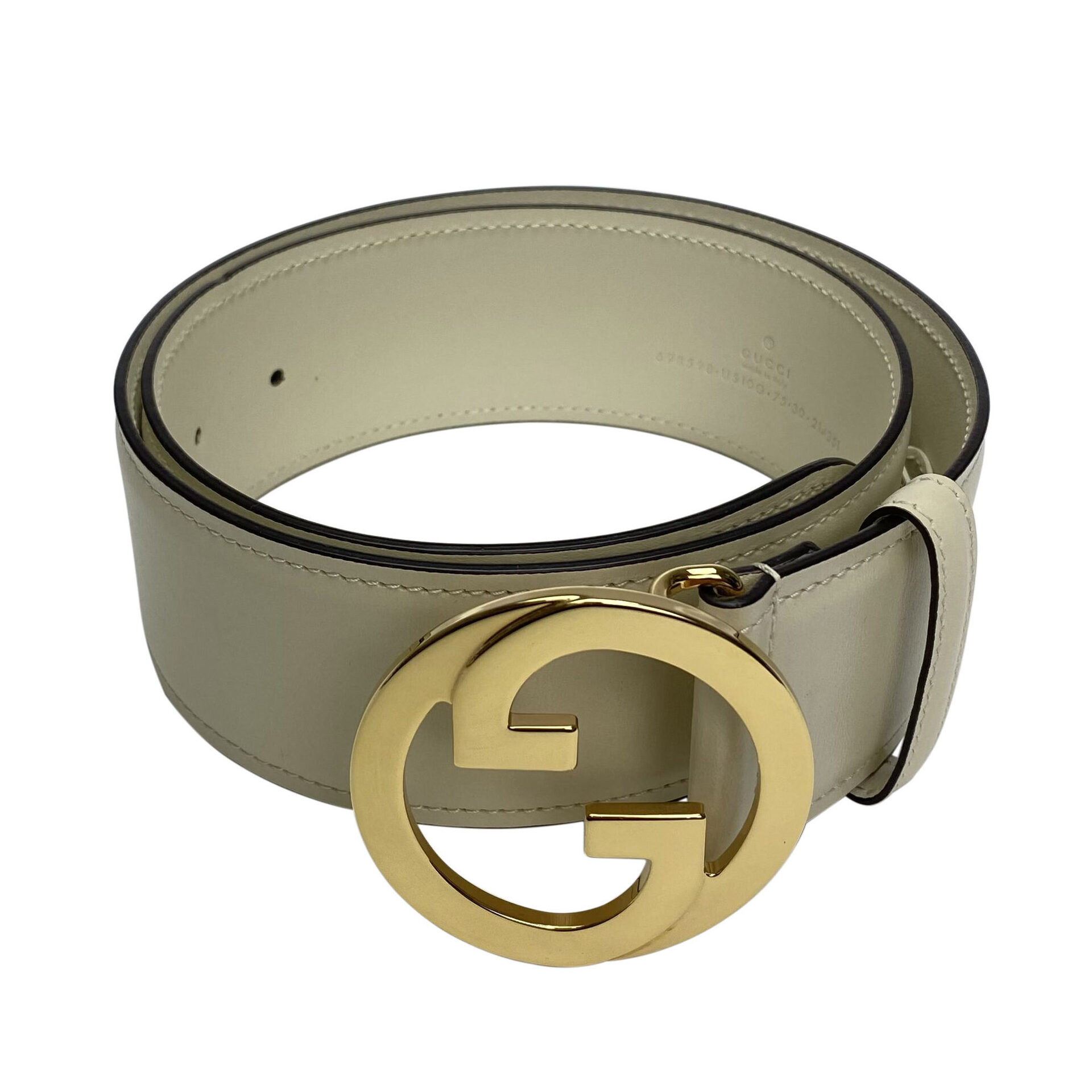 Cinto Gucci GG Couro Off White