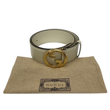 Cinto Gucci GG Couro Off White