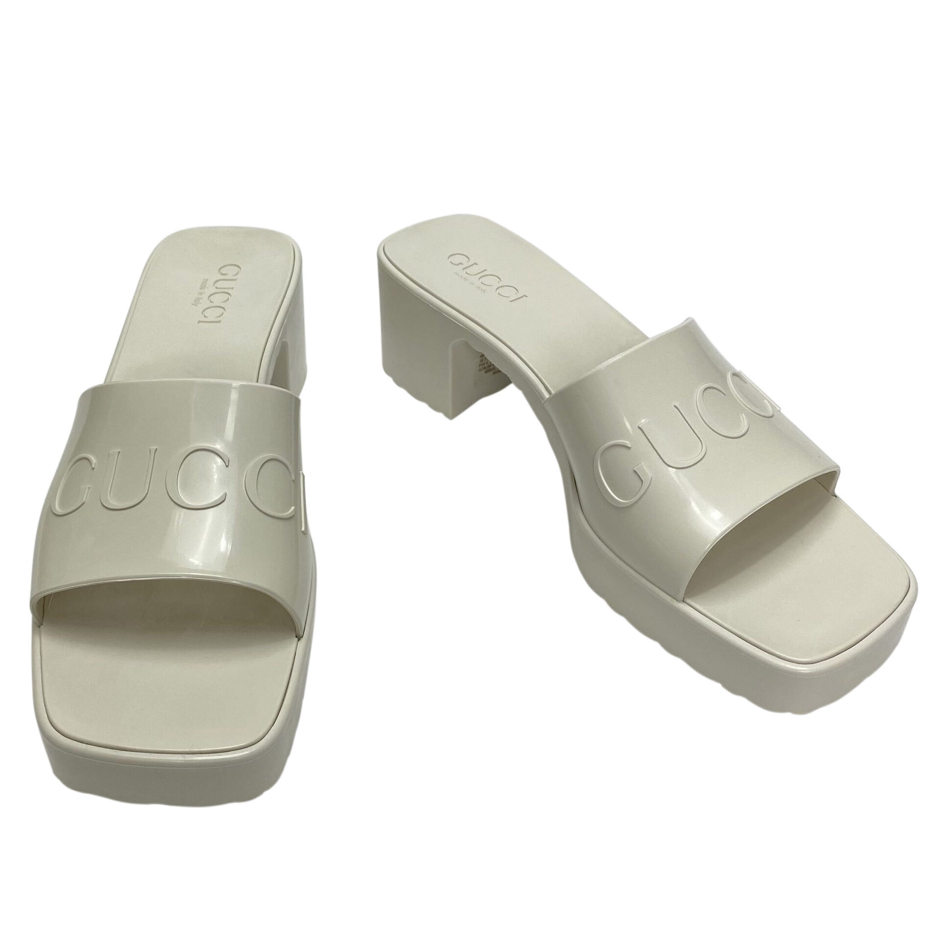 Sandália Gucci Rubber Slides Off White