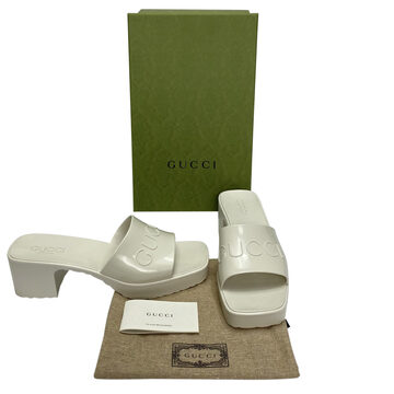 Sandália Gucci Rubber Slides Off White