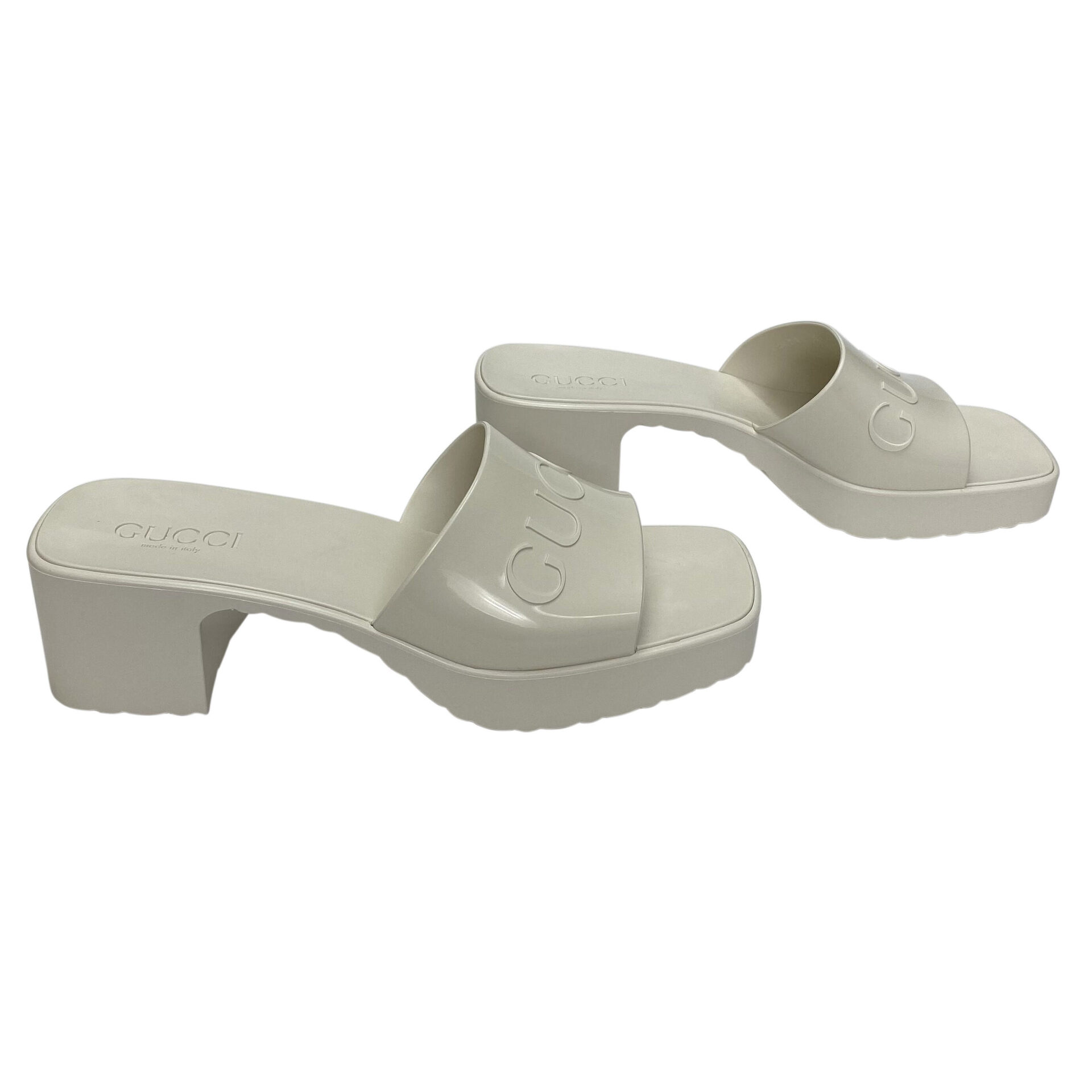 Sandália Gucci Rubber Slides Off White
