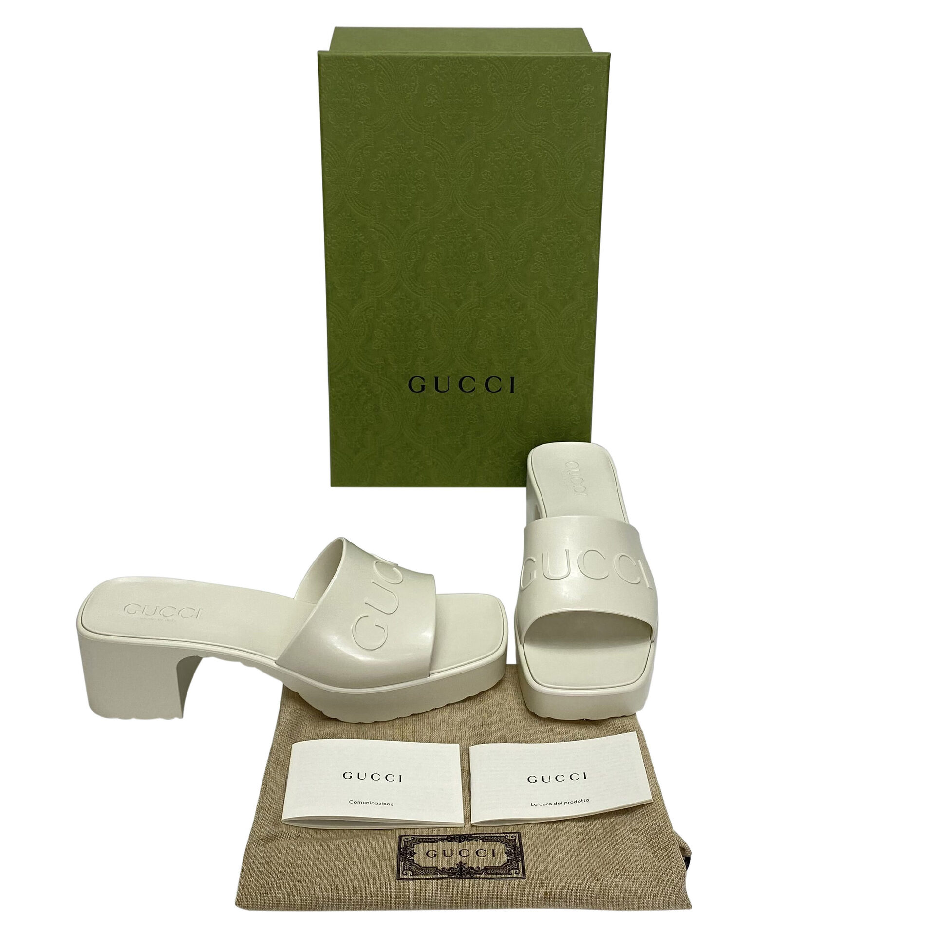 Sandália Gucci Rubber Slides Off White