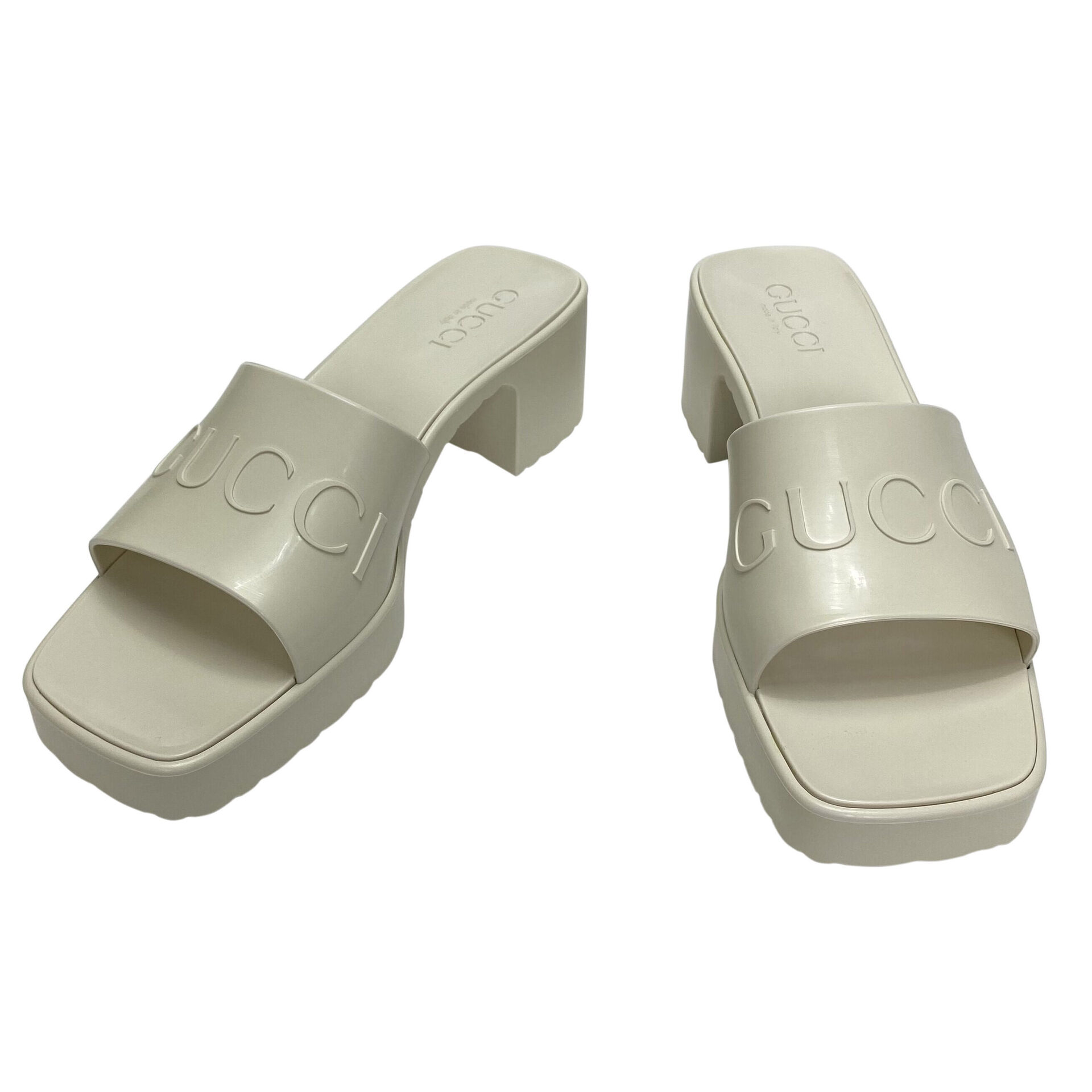 Sandália Gucci Rubber Slides Off White