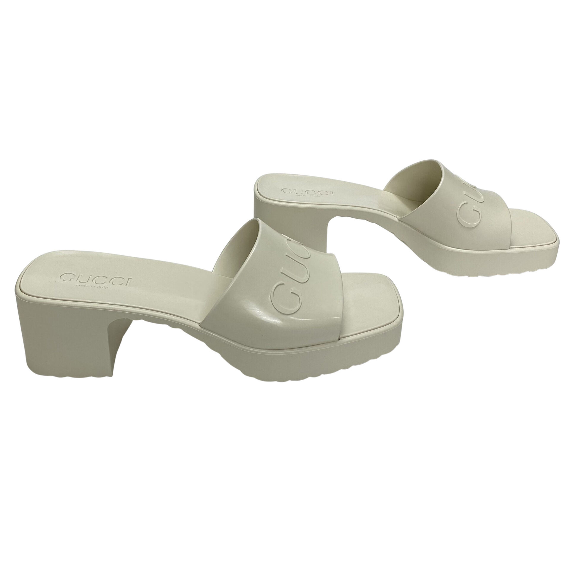 Sandália Gucci Rubber Slides Off White