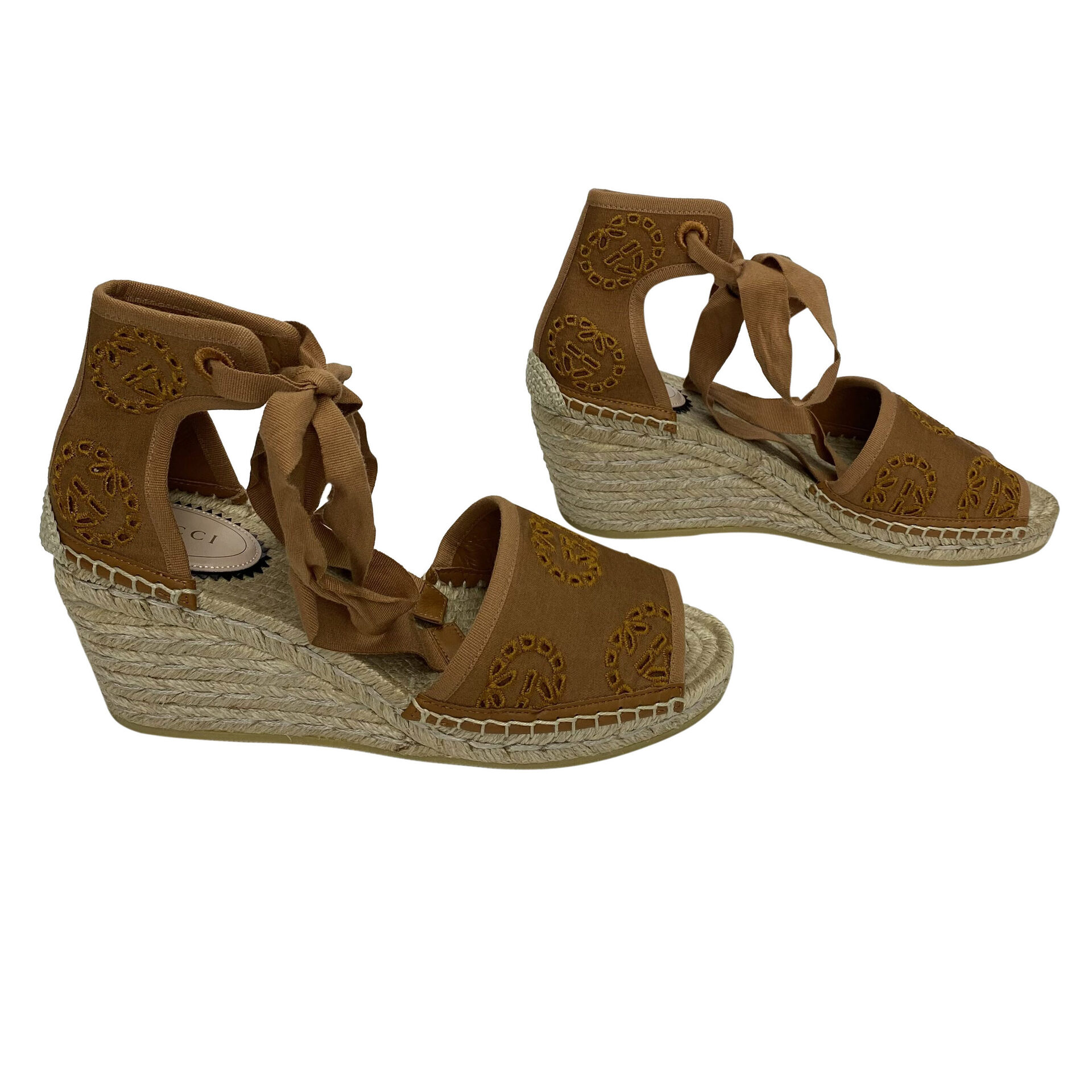 Sandália Espadrille Gucci Anabela Caramelo