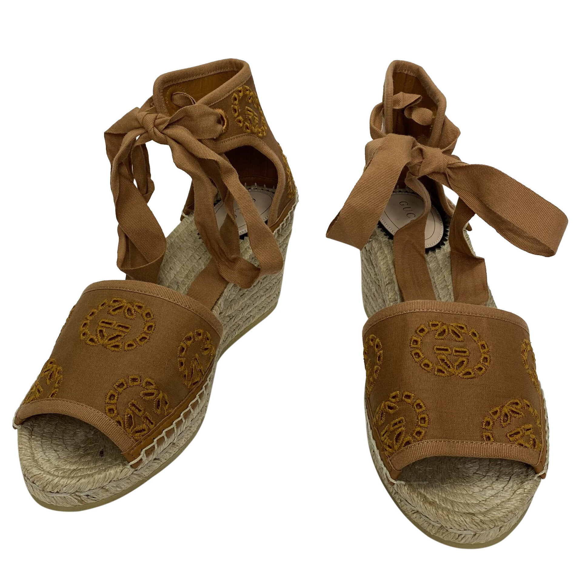 Sandália Espadrille Gucci Anabela Caramelo