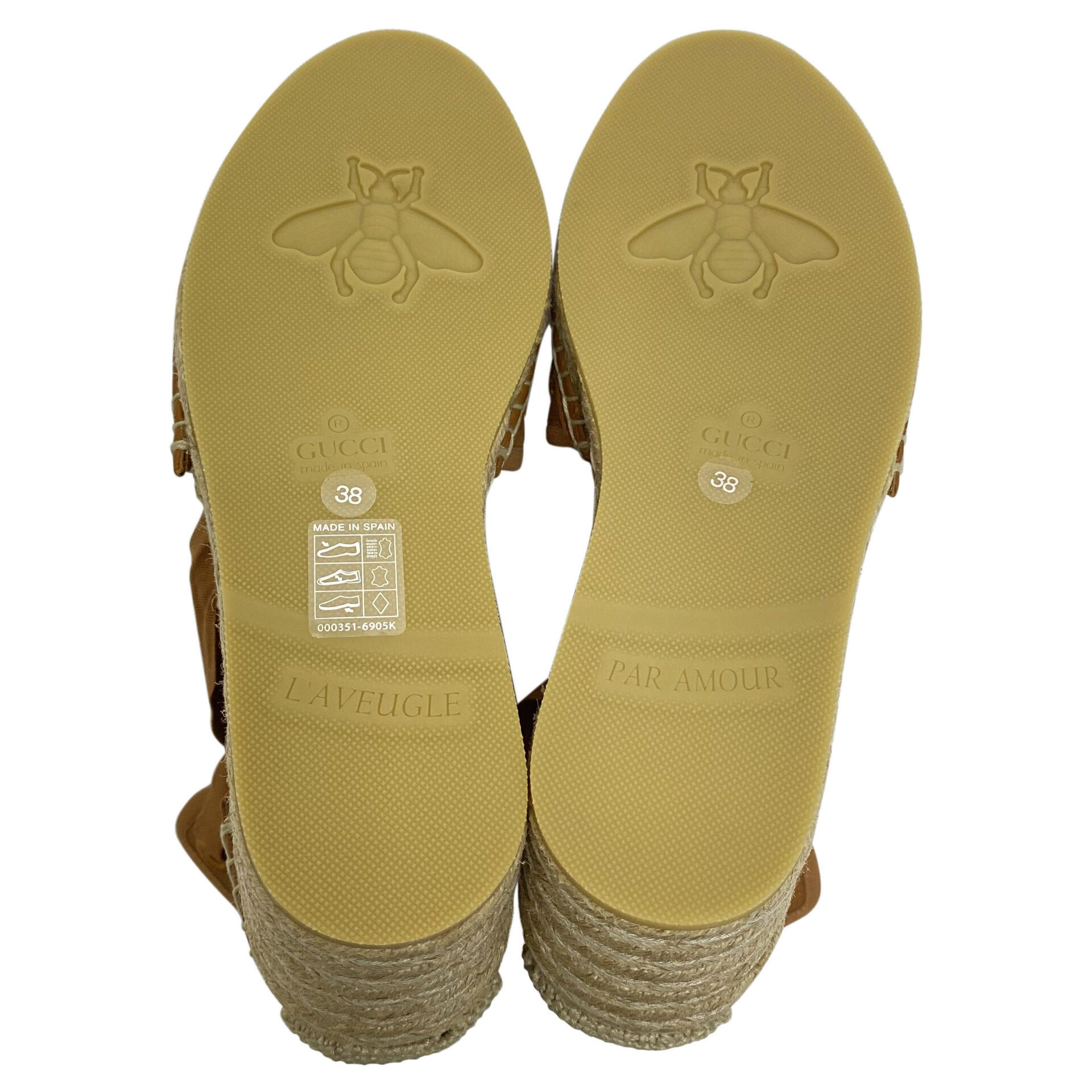 Sandália Espadrille Gucci Anabela Caramelo