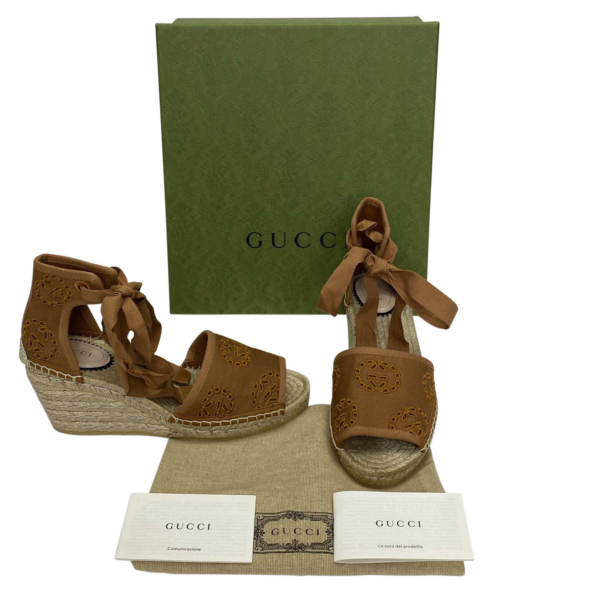 Sandália Espadrille Gucci Anabela Caramelo
